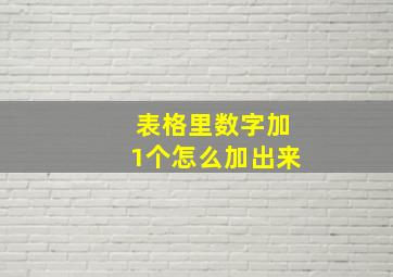 表格里数字加1个怎么加出来