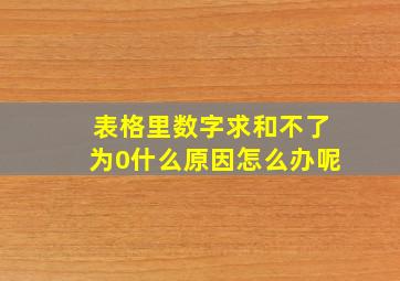 表格里数字求和不了为0什么原因怎么办呢