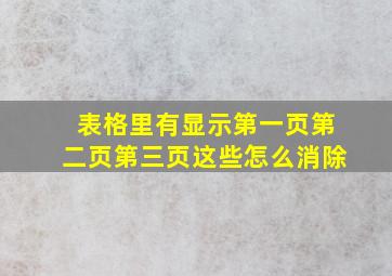 表格里有显示第一页第二页第三页这些怎么消除