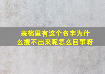 表格里有这个名字为什么搜不出来呢怎么回事呀