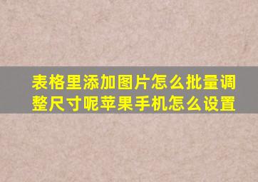 表格里添加图片怎么批量调整尺寸呢苹果手机怎么设置