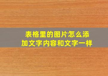 表格里的图片怎么添加文字内容和文字一样