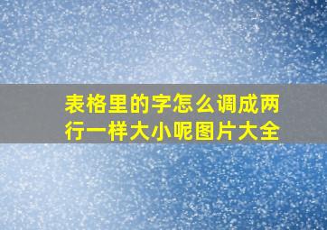 表格里的字怎么调成两行一样大小呢图片大全