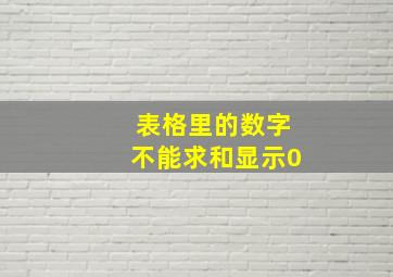 表格里的数字不能求和显示0