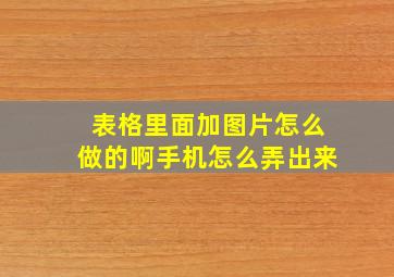 表格里面加图片怎么做的啊手机怎么弄出来