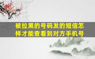 被拉黑的号码发的短信怎样才能查看到对方手机号