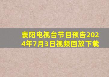 襄阳电视台节目预告2024年7月3日视频回放下载