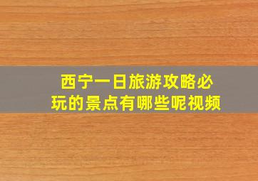 西宁一日旅游攻略必玩的景点有哪些呢视频