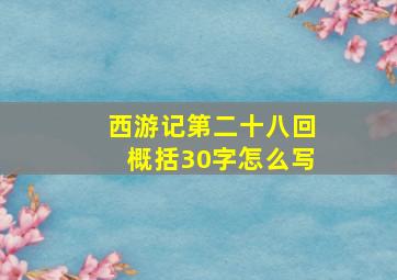 西游记第二十八回概括30字怎么写