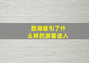 西湖吸引了什么样的游客进入