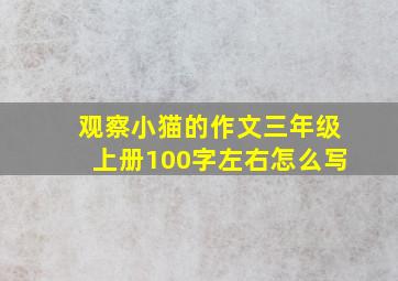 观察小猫的作文三年级上册100字左右怎么写