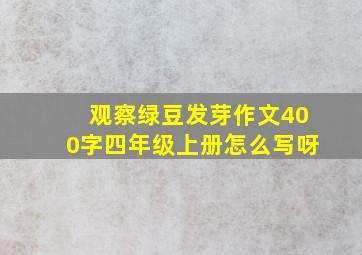 观察绿豆发芽作文400字四年级上册怎么写呀