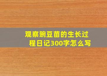 观察豌豆苗的生长过程日记300字怎么写