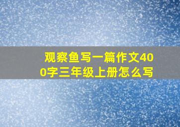 观察鱼写一篇作文400字三年级上册怎么写