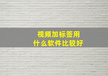 视频加标签用什么软件比较好