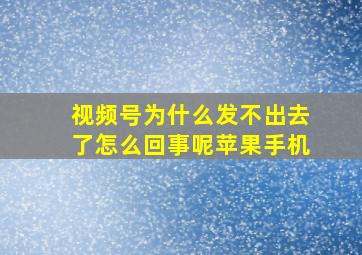 视频号为什么发不出去了怎么回事呢苹果手机