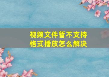 视频文件暂不支持格式播放怎么解决