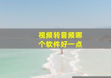 视频转音频哪个软件好一点