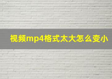 视频mp4格式太大怎么变小