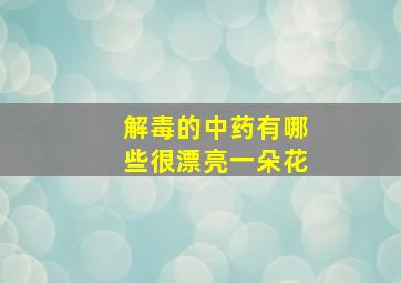 解毒的中药有哪些很漂亮一朵花