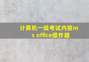 计算机一级考试内容ms office操作题