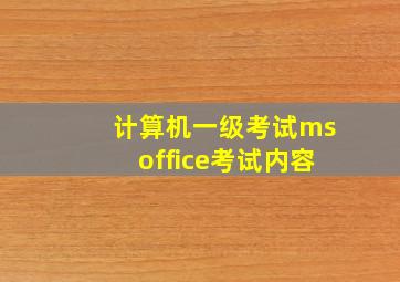 计算机一级考试msoffice考试内容