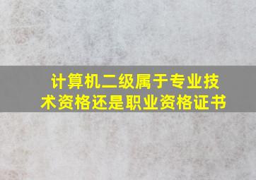 计算机二级属于专业技术资格还是职业资格证书