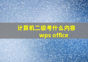 计算机二级考什么内容wps office