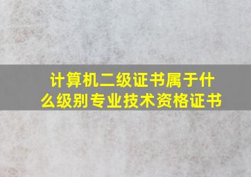 计算机二级证书属于什么级别专业技术资格证书