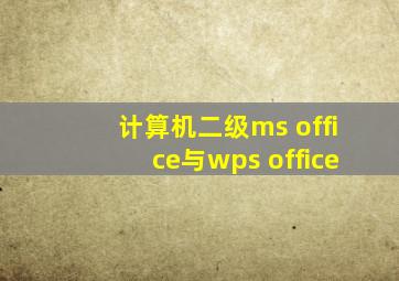 计算机二级ms office与wps office