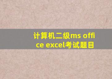 计算机二级ms office excel考试题目