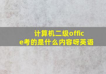 计算机二级office考的是什么内容呀英语