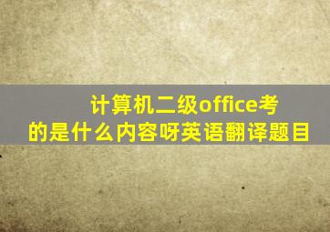 计算机二级office考的是什么内容呀英语翻译题目