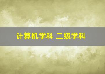 计算机学科 二级学科