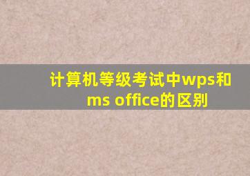 计算机等级考试中wps和ms office的区别