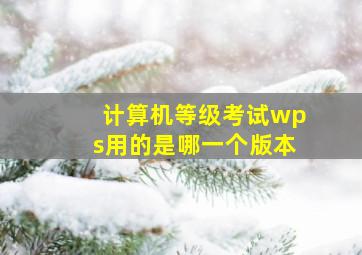 计算机等级考试wps用的是哪一个版本