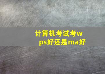 计算机考试考wps好还是ma好