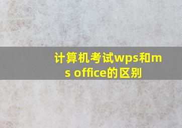 计算机考试wps和ms office的区别