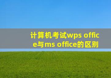 计算机考试wps office与ms office的区别