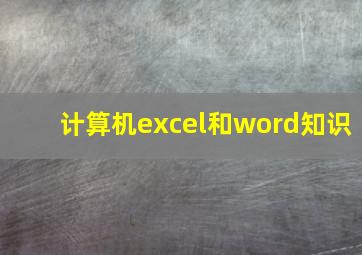 计算机excel和word知识