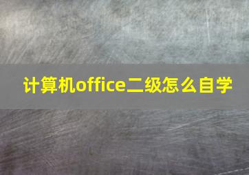 计算机office二级怎么自学