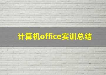 计算机office实训总结