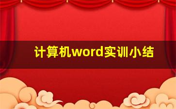 计算机word实训小结