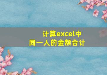 计算excel中同一人的金额合计