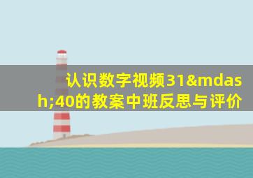 认识数字视频31—40的教案中班反思与评价