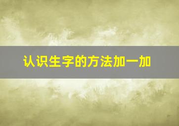 认识生字的方法加一加