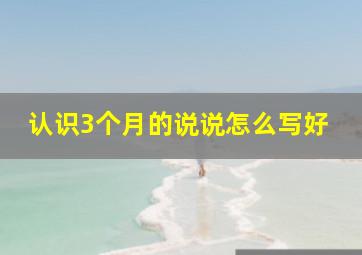 认识3个月的说说怎么写好