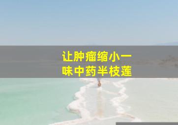 让肿瘤缩小一味中药半枝莲