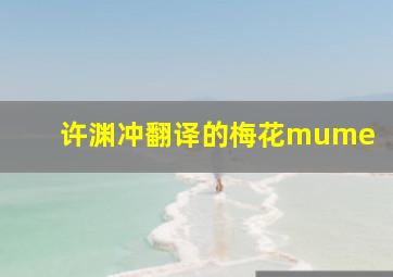 许渊冲翻译的梅花mume