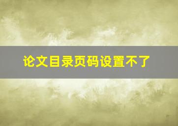 论文目录页码设置不了